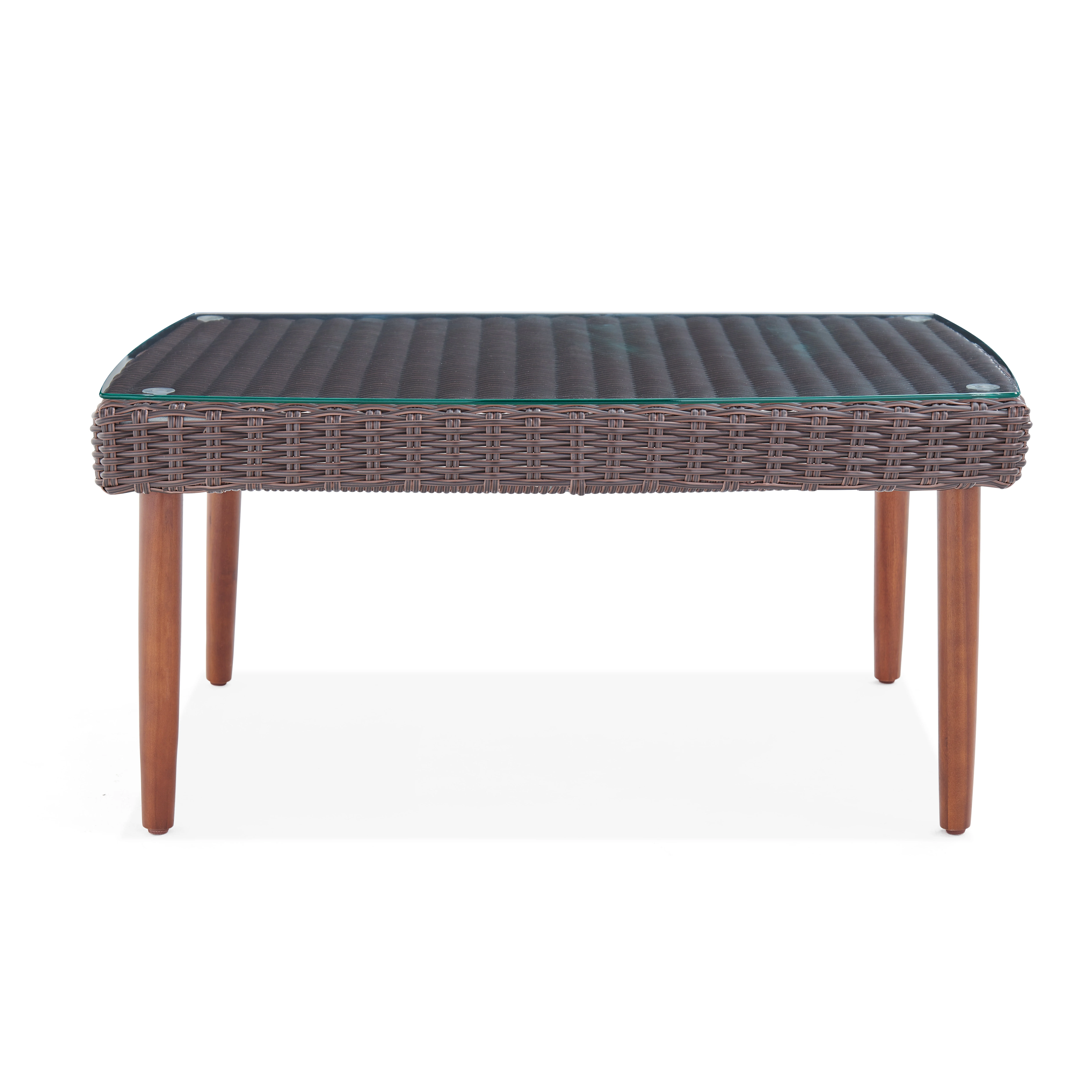 Alaterre Athens Outdoor Wicker Coffee Table, Dark Brown/Gray