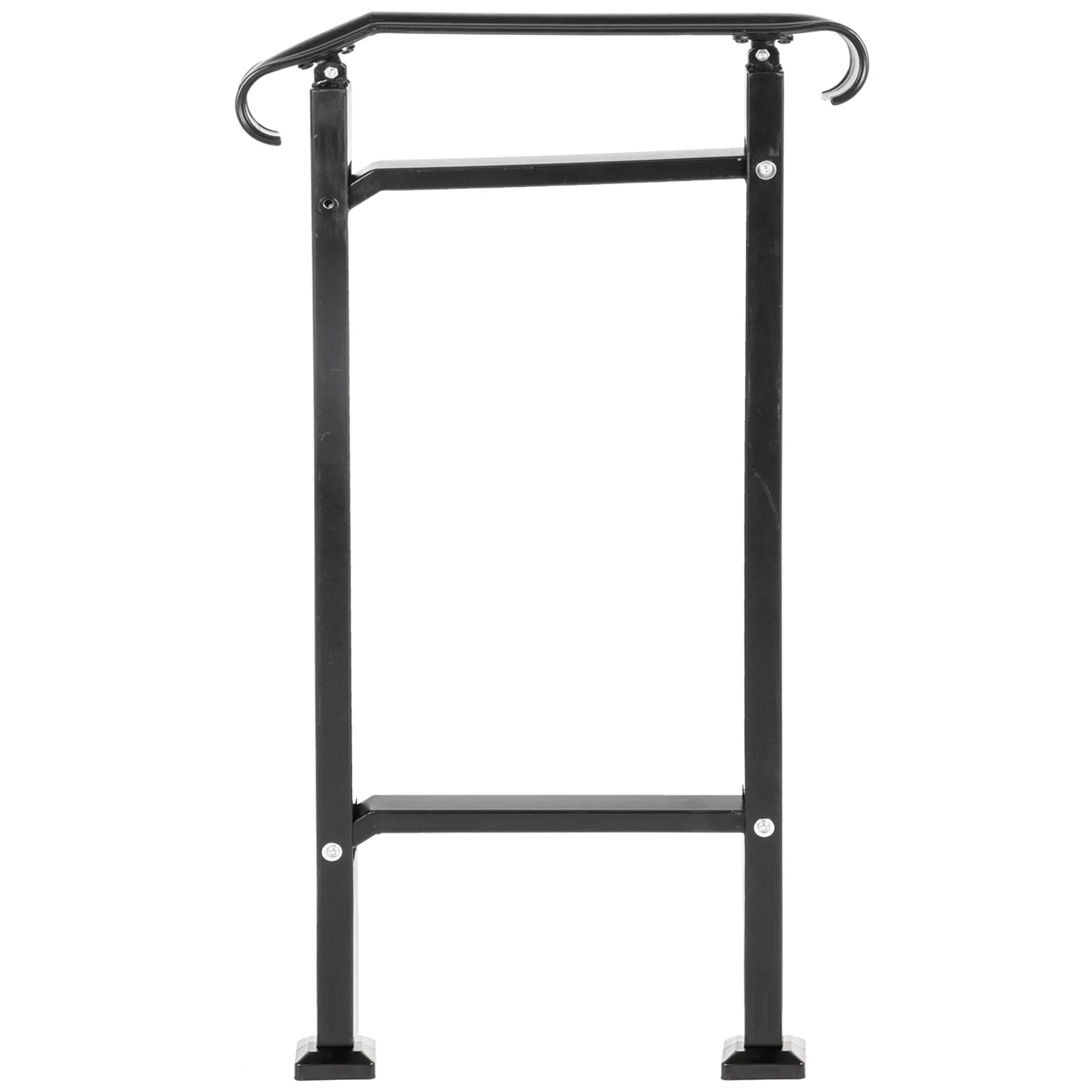 SKYSHALO Wrought Iron Handrail, Adjustable Front Porch Hand Railings, Black Transitional Hand Rail for Wooden Stairs with Installation Kit, Fit 1 or 2 Steps Outdoor Stair Railing,