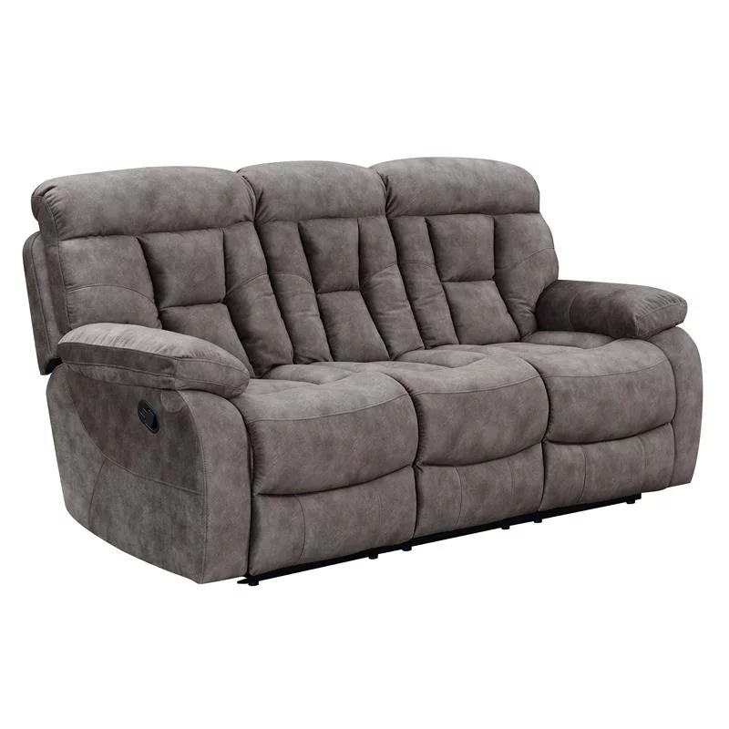 Bowery Hill Contemporary Recliner Sofa in Mushroom Gray Finish