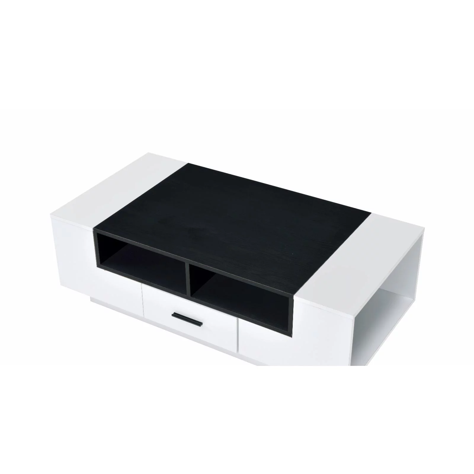 ACME Armour 1-Drawer Wooden Coffee Table with Compartments in White and Black