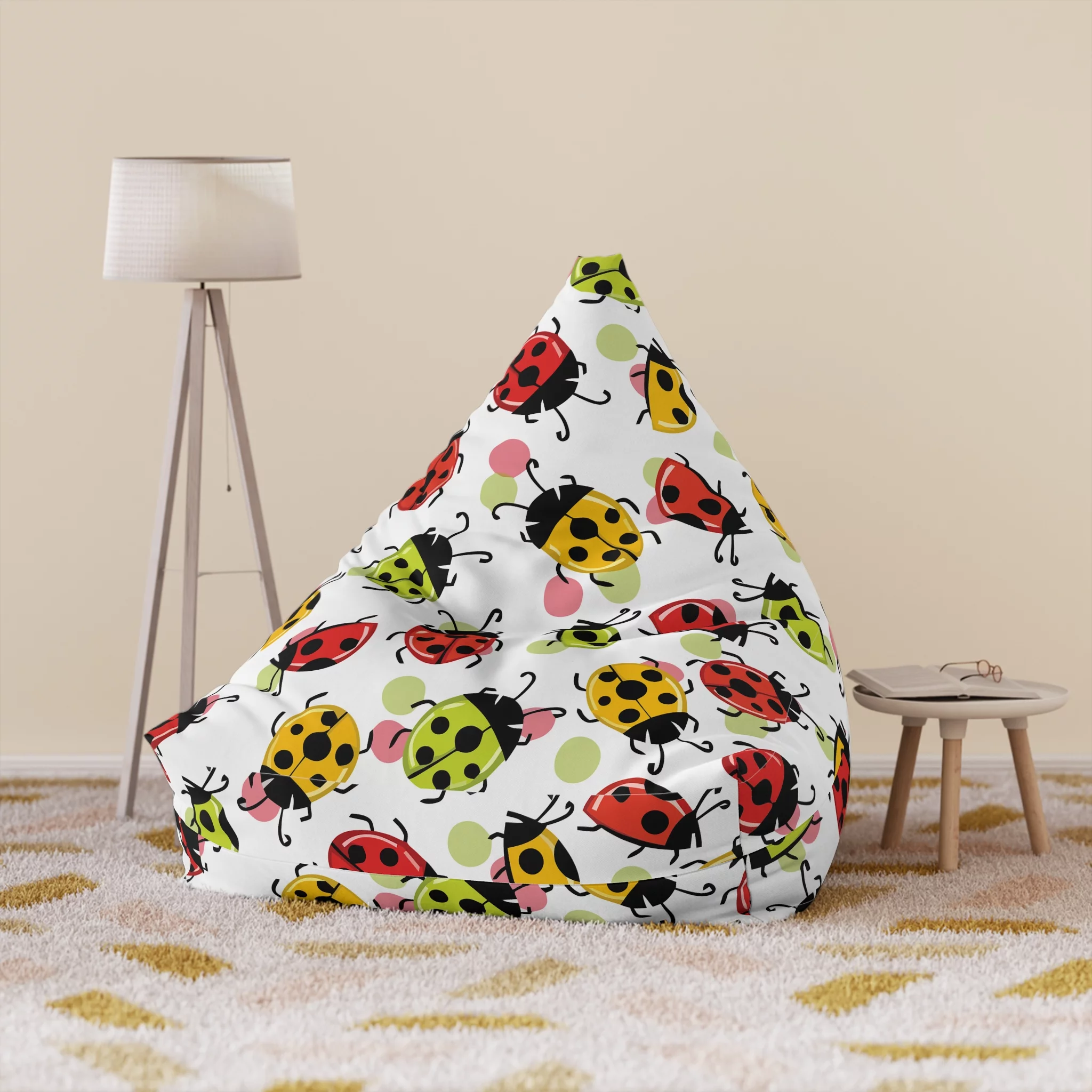 Ladybug Bean Bag Chair Cover, home gifts, custom bean bag chair, home decor, gifts