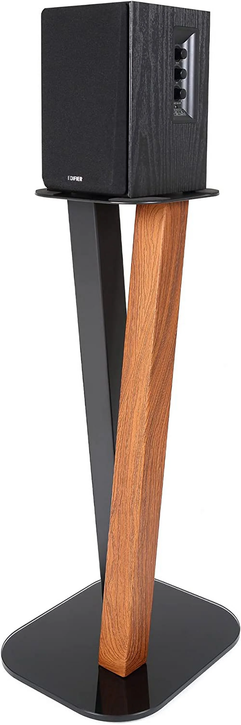 YILAN One Pair Fixed Height Universal Speaker Floor Stands - 600 Series - Cedar Black