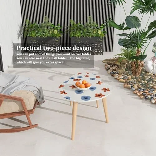 RSJIWOGZ Small Coffee Nesting  Gentle Trendy Pattern Small Scale Flower Millefleurs  Style Triangle End  Center   Modern   Room Bedroom Balcony