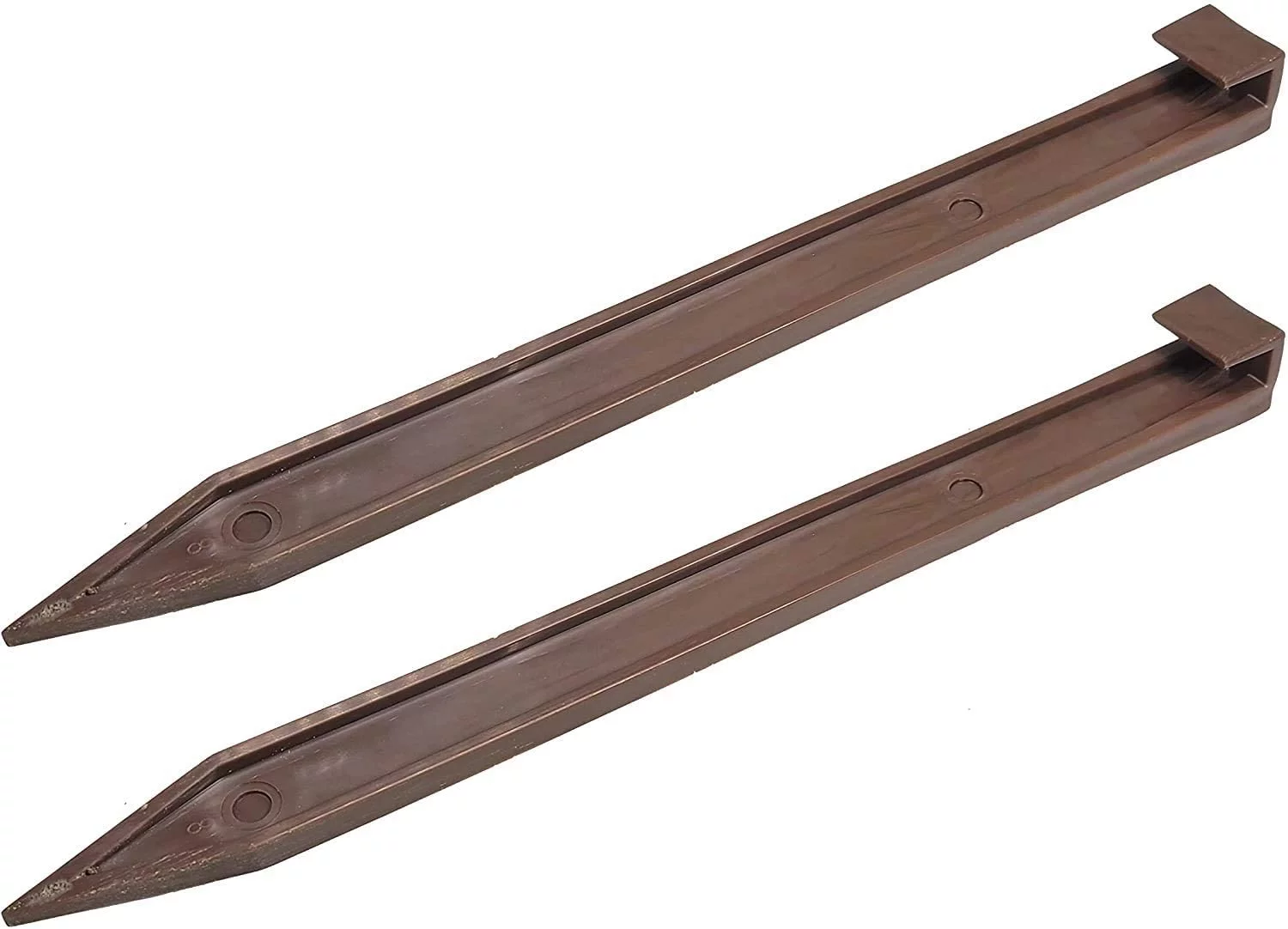 100 Pack - Brown Nylon Landscape Edging Anchoring Plastic Ground Stakes, 10-Inch Length Brown Garden Edging Spikes, USA Made - (Fits Most Brands EasyFlex Dimex Proflex)