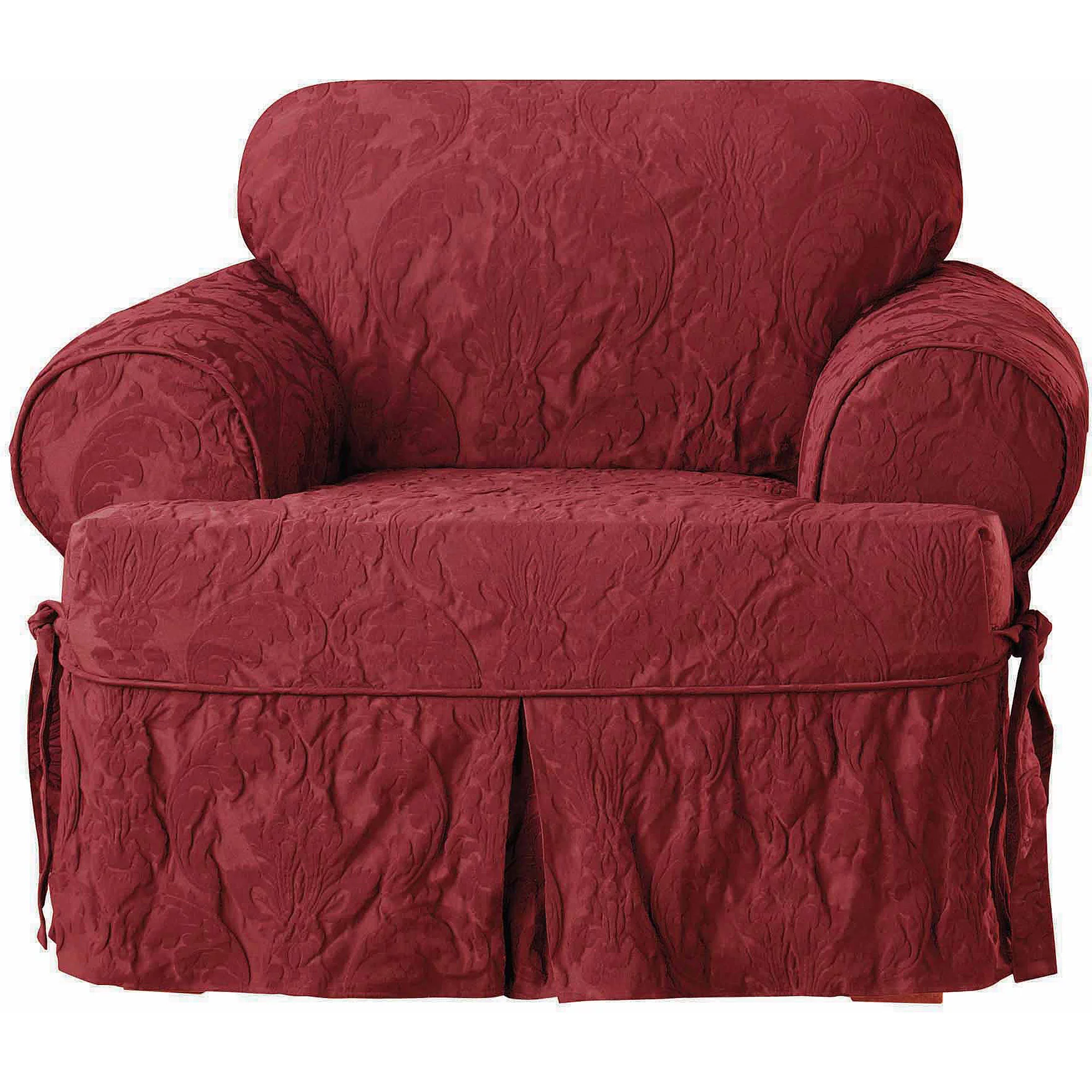 Sure Fit Matelasse Damask T-Cushion Chair Slipcover