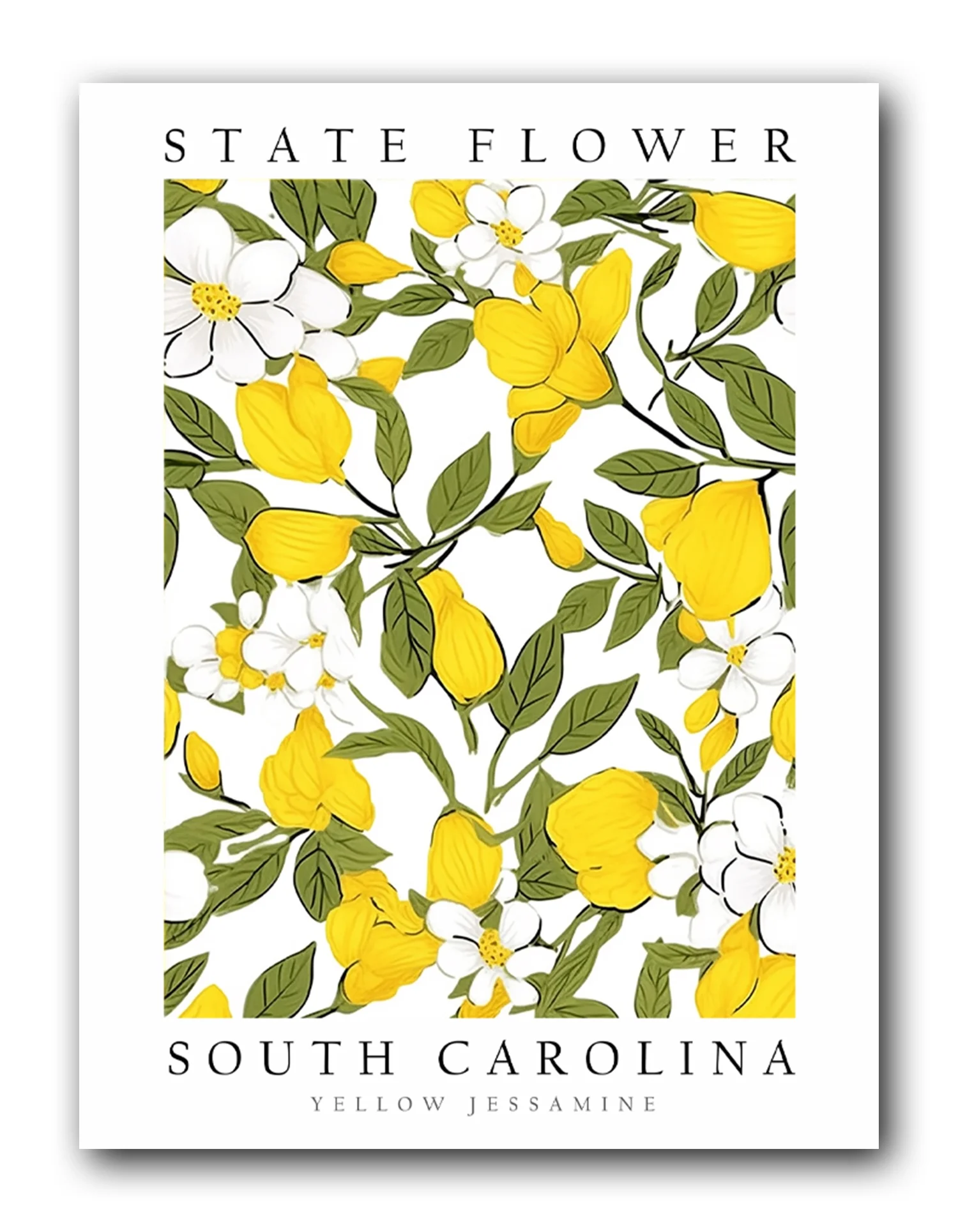 Yellow Jessamine, South Carolina State Flower, Poster Print, Wall Décor
