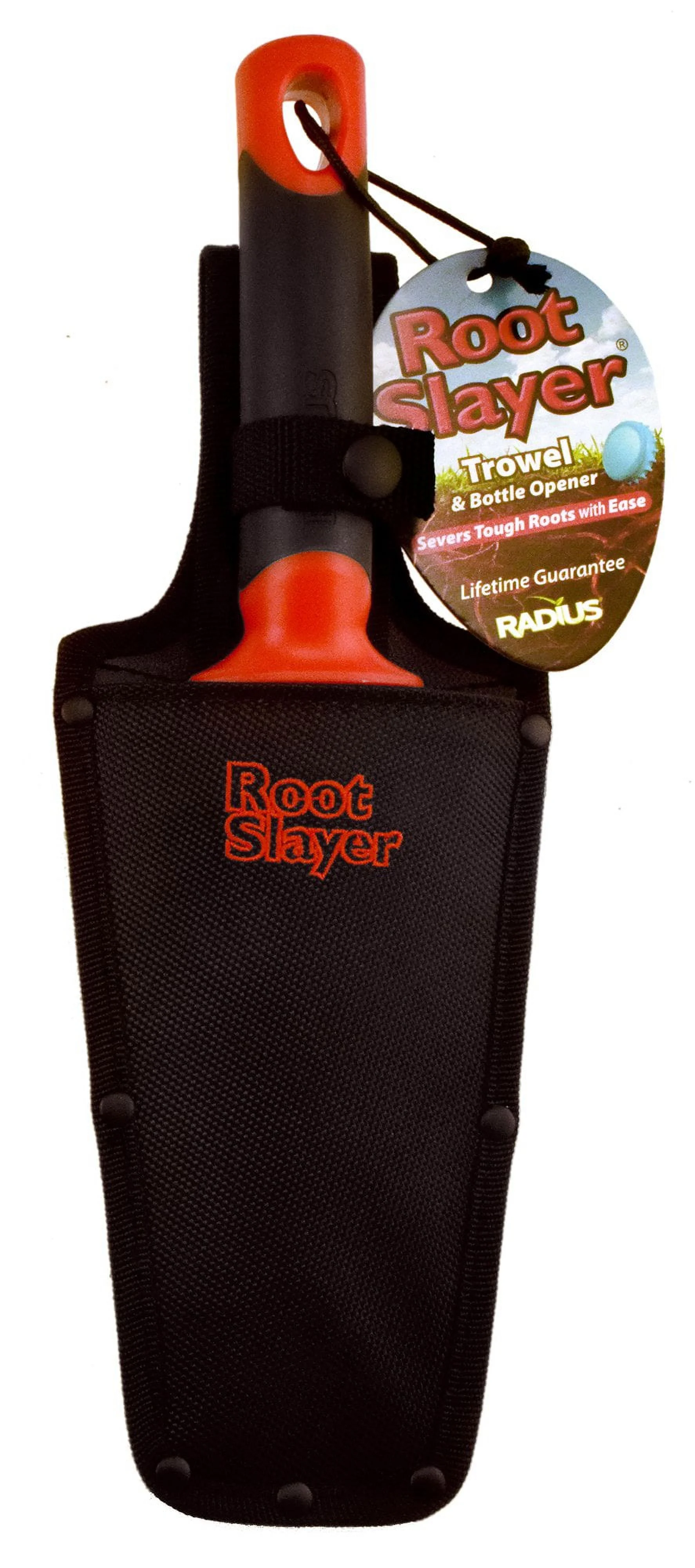 Radius Garden 17011 Root Slayer Carbon Steel Garden Hand Trowel with Holster