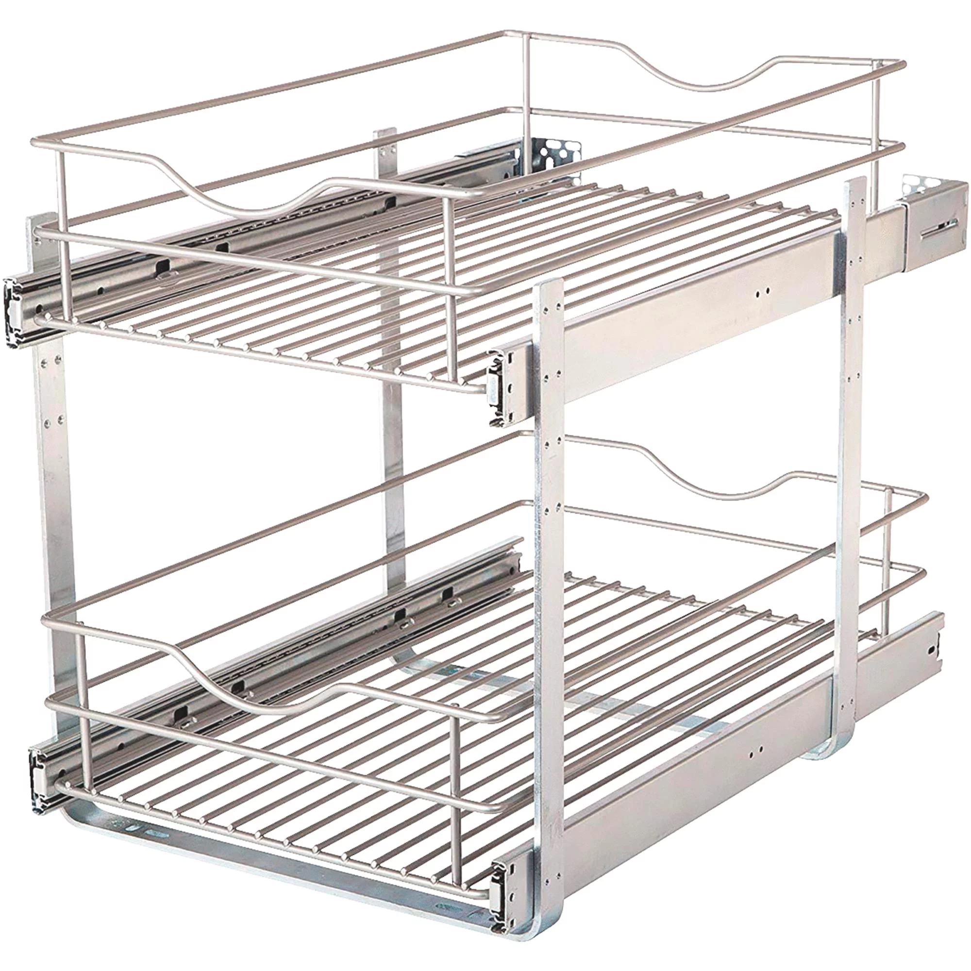 Knape & Vogt Real Solutions 14 In. Double Tier Slide Out Multi-Use Basket Cabinet Organizer