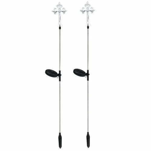 JAYXC HOME Set of 2 Cross Solar Garden Yard Landscape Path Stick LED Lights