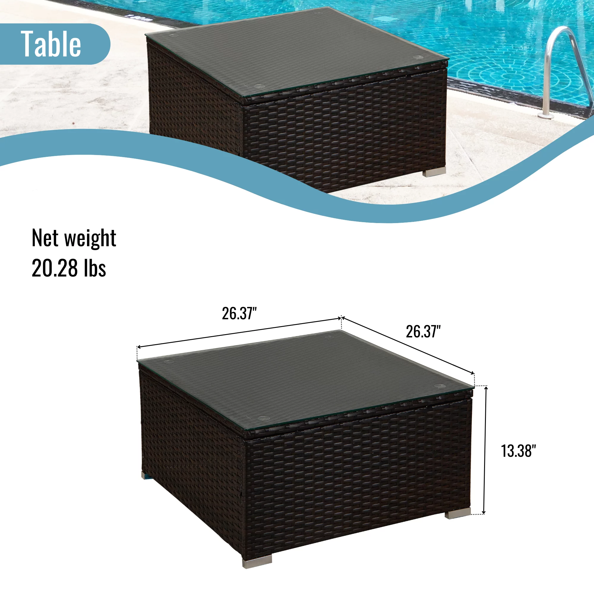 Holaki Outdoor Garden Patio Furniture 6-Piece Brown PE Rattan Wicker Sectional Blue Cushioned Sofa Sets with 1 Red Pillow