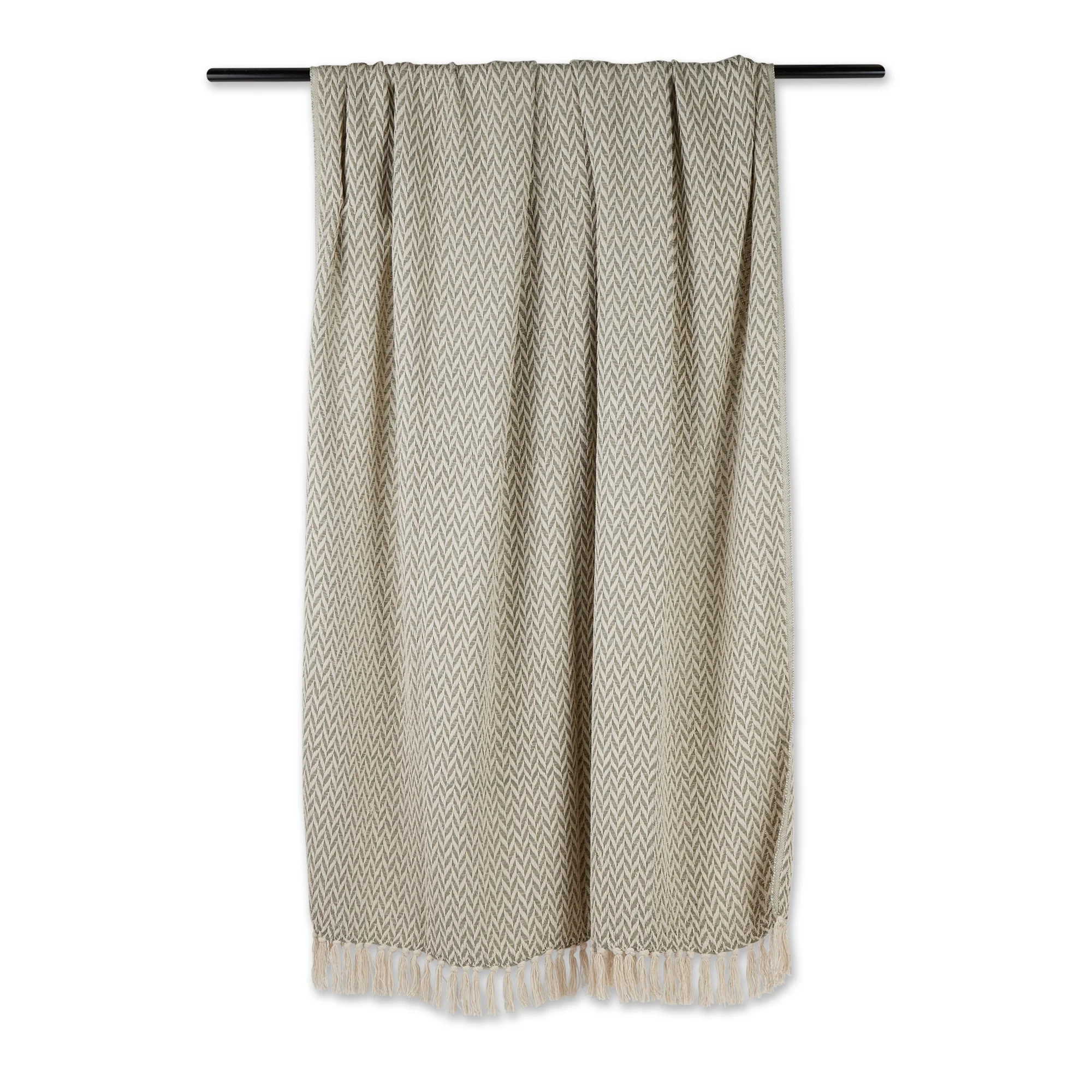 Artichoke Green Zig-Zag Cotton Throw 50x60 with a 2.5-inch fringe