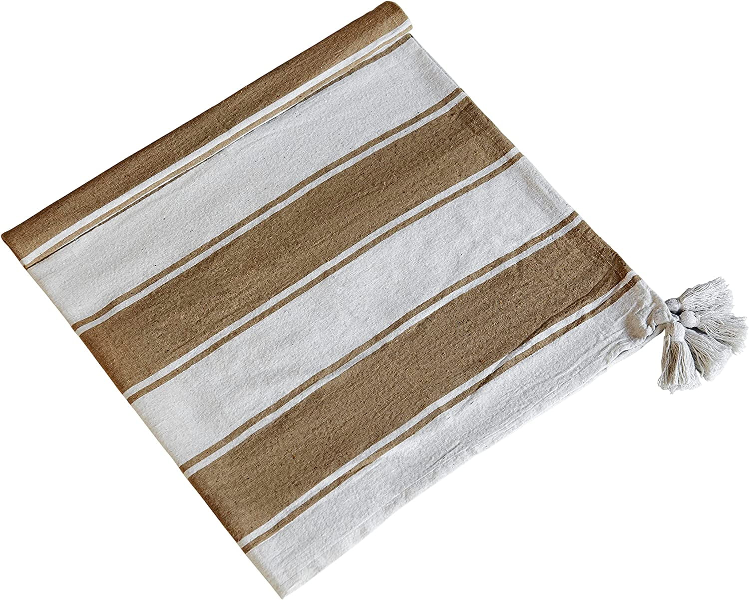 A&B Home Throw Blanket - Brown and White Stripe Woven Cotton Blend Blanket, 50