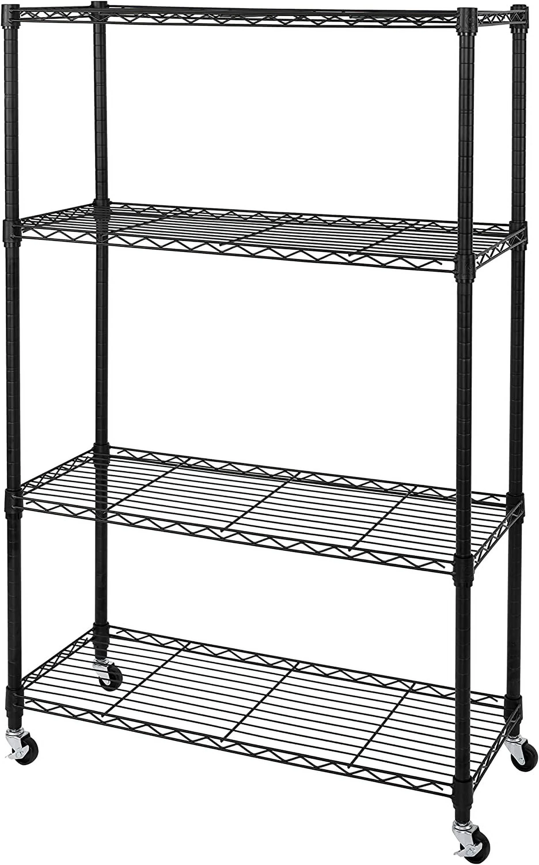 Solid Steel Wire Shelving Storage Unit Adjustable Shelves Organizer Rack, for Home, Kitchen, Office, Garage, Bedroom, Closet, Black, 4-Tier, 36