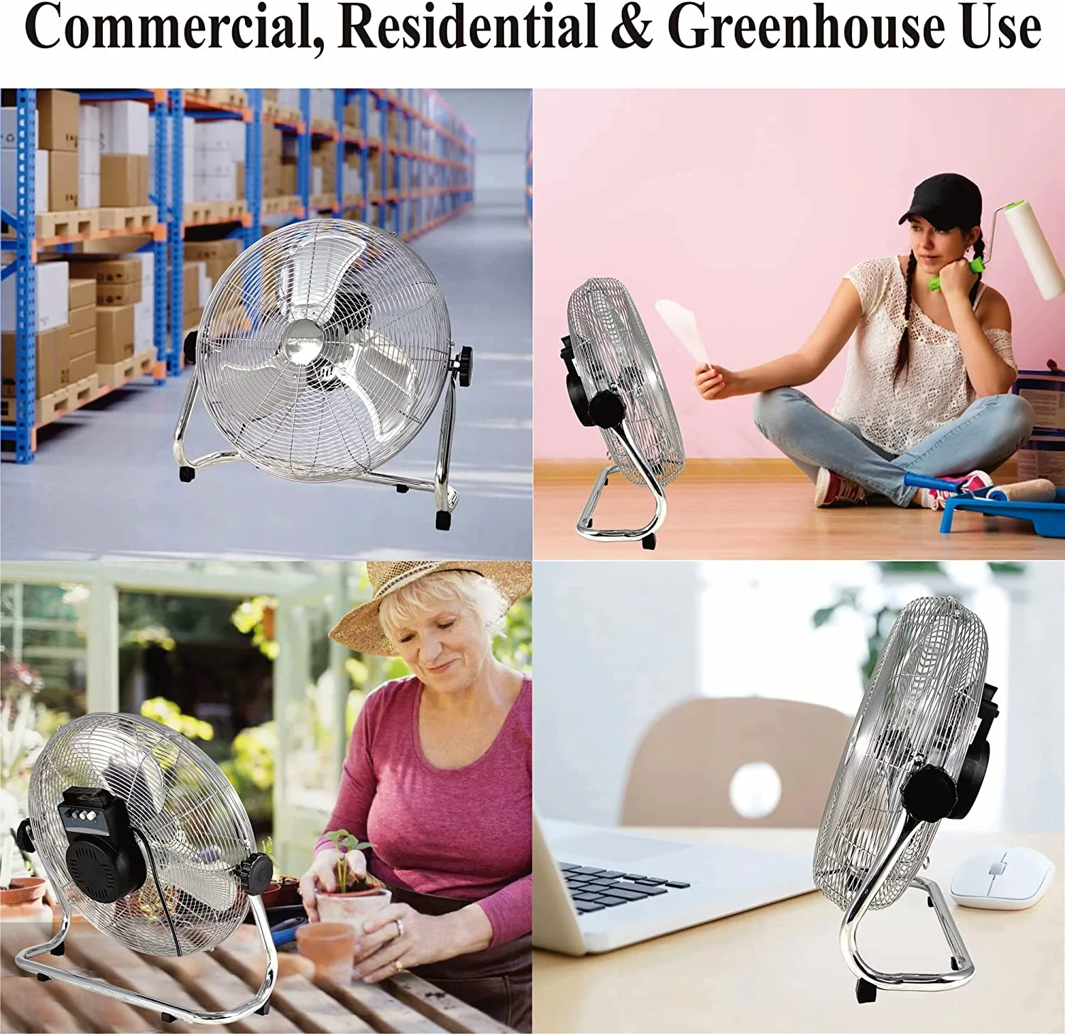 Industrial Grade 3-Speed High-Velocity Fan, 18 Inches, Chrome, F-4182