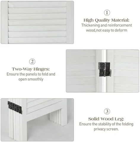 TJCGDTY 6 Panel Wood Room Divider  Folding Room Divider Privacy Screen 5.6Ft Tall  Freestanding Louvered Divider Screen for Home Office Restaurant Bedroom(Black)