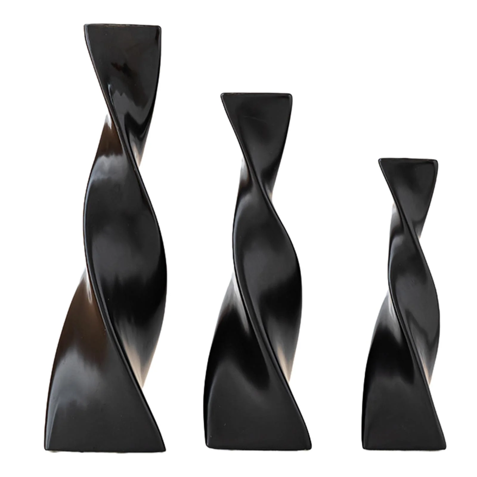 deevoka 3Pcs Ceramic Twist Flower Vase Slender Geometric Planter Bookshelf Plant