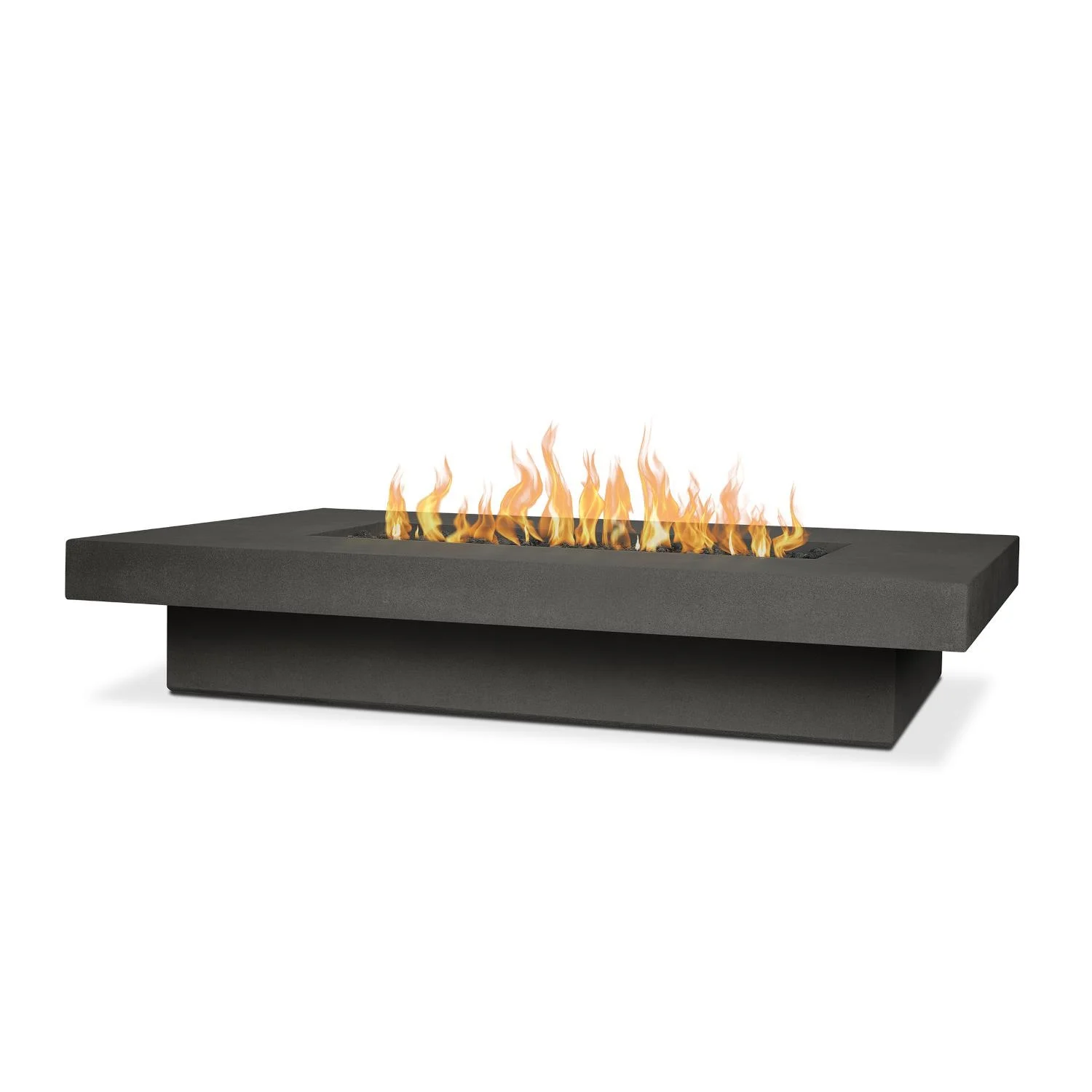 Geneva 72 Inch Rectangular GFRC Concrete Propane Fire Pit Table in Carbon By BBQGuys Signature