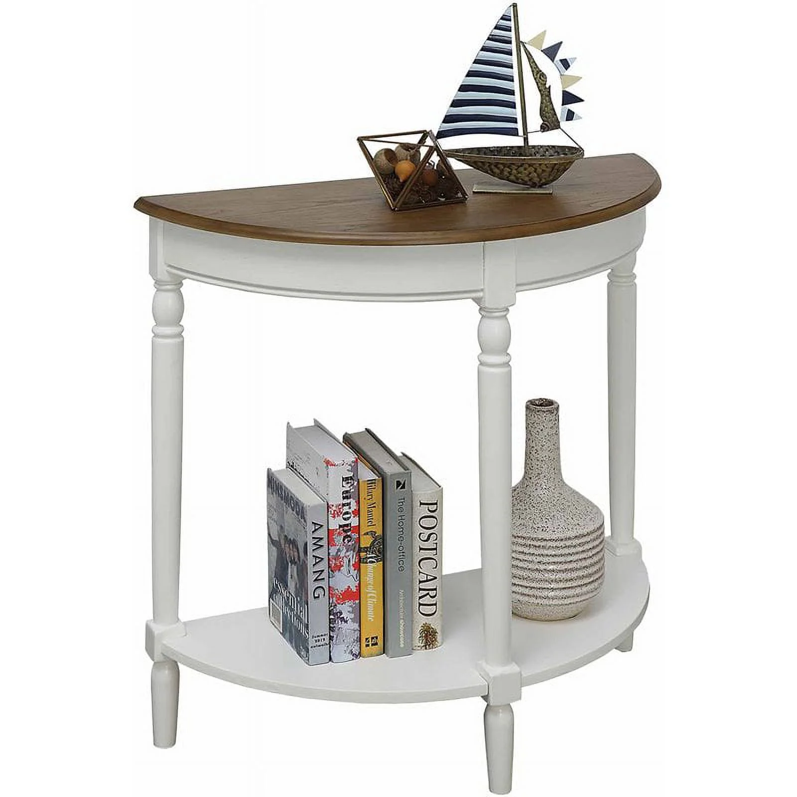 Pemberly Row Traditional Console Table in Driftwood and White Wood Finish