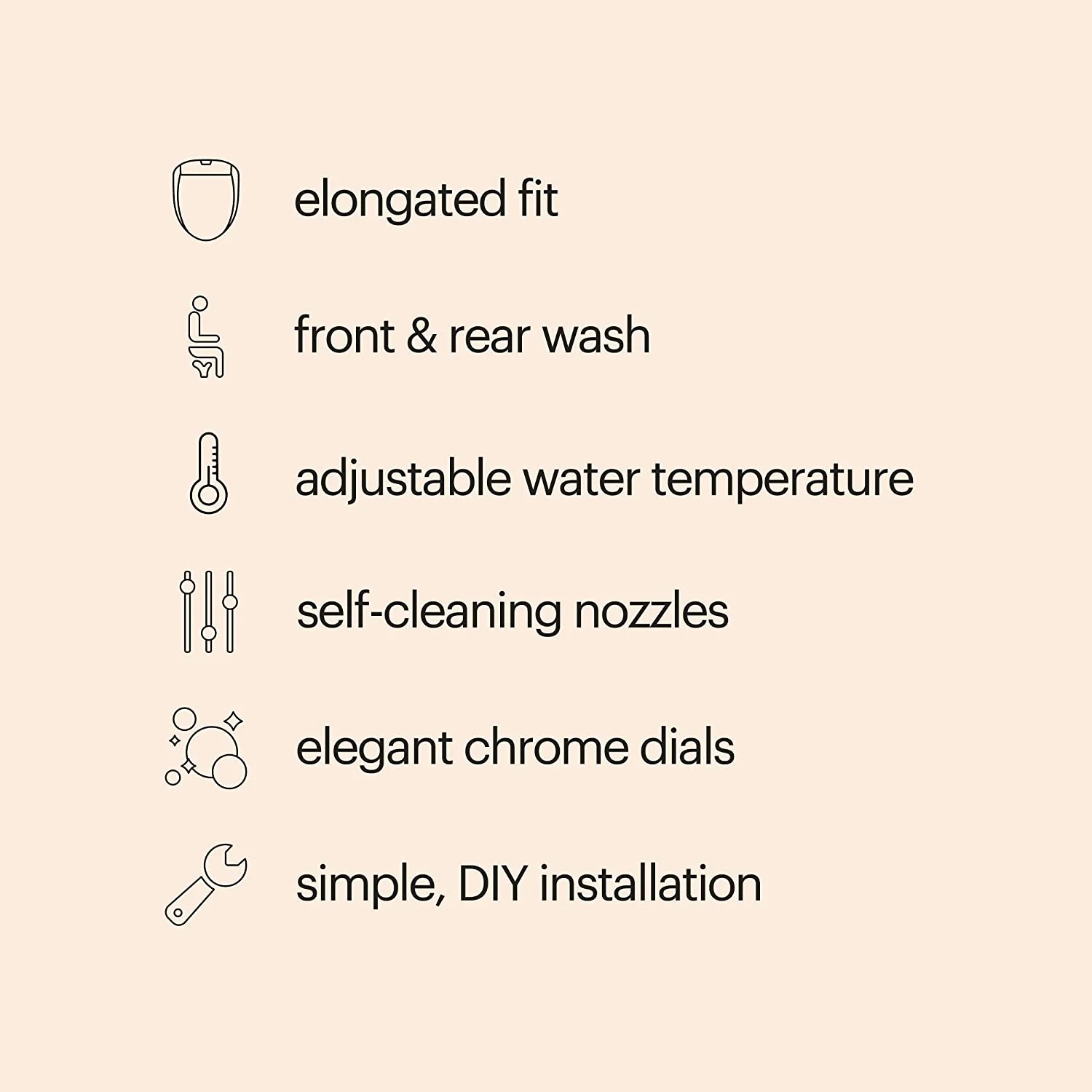 Brondell Bidet Toilet Seat, Elongated, Dual Temperature/Nozzle, S102-EW - White