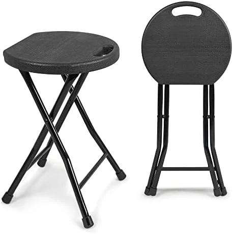 Folding Stool  550lbs Capacity Foldable Stool with Handle  Portable Stools for Adults Heavy Duty   Outdoor/Indoor  18 inch Collapsible Stool for Camping Home(Set of 1  Black)