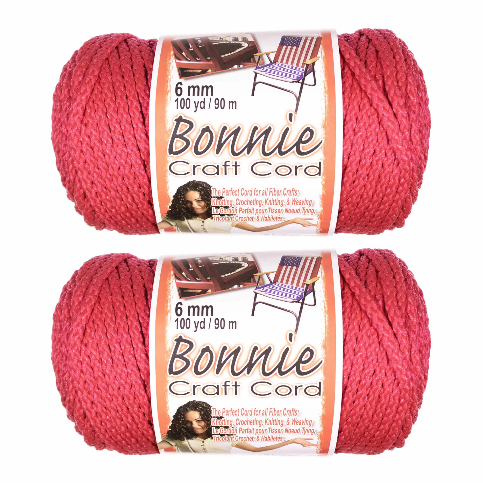 2 Pack Bonnie Macrame Cord - 6mm - 100 yd Lengths - Various Colors