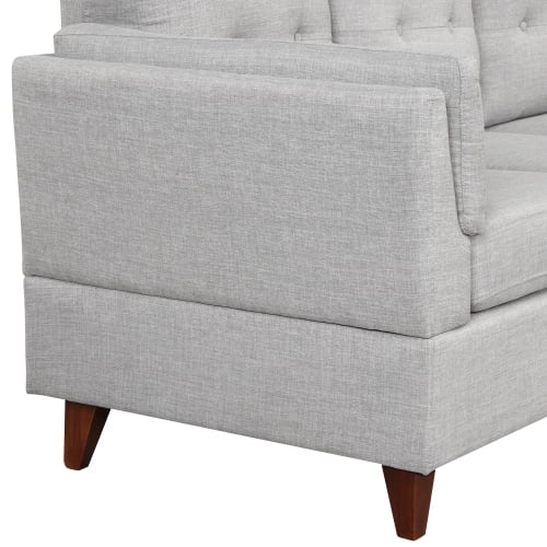 DremFaryoyo 97.2” Modern Linen Fabric Sofa  L-Shape Couch with Chaise Lounge Sectional Sofa with one Lumbar Pad Gray