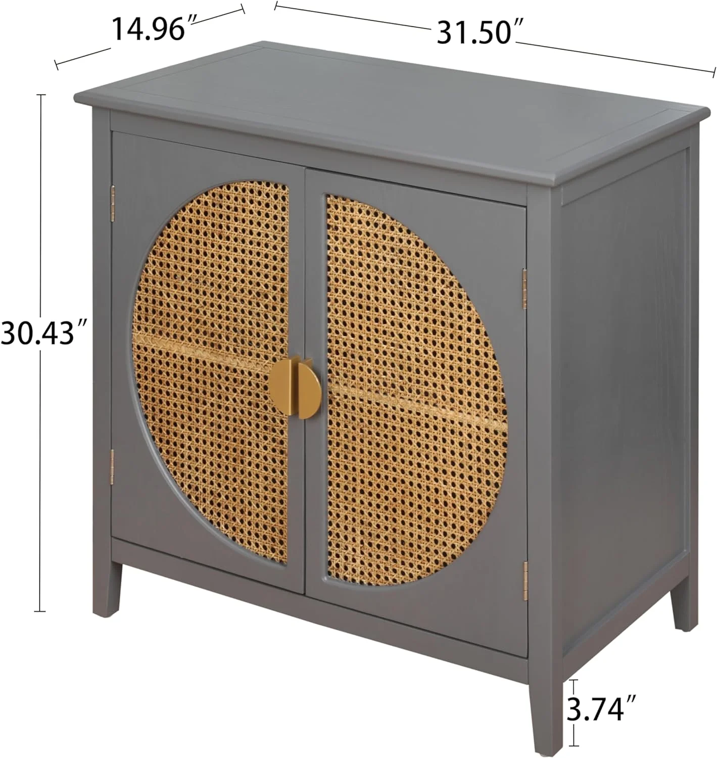 Buffet Sideboard Storage Cabinet-Accent American Furniture with Natural Rattan 2 Doors,Wood Mordern Console Table for Kitchen,Living Room,Bedroom,Dining Room,Entryway (Red)