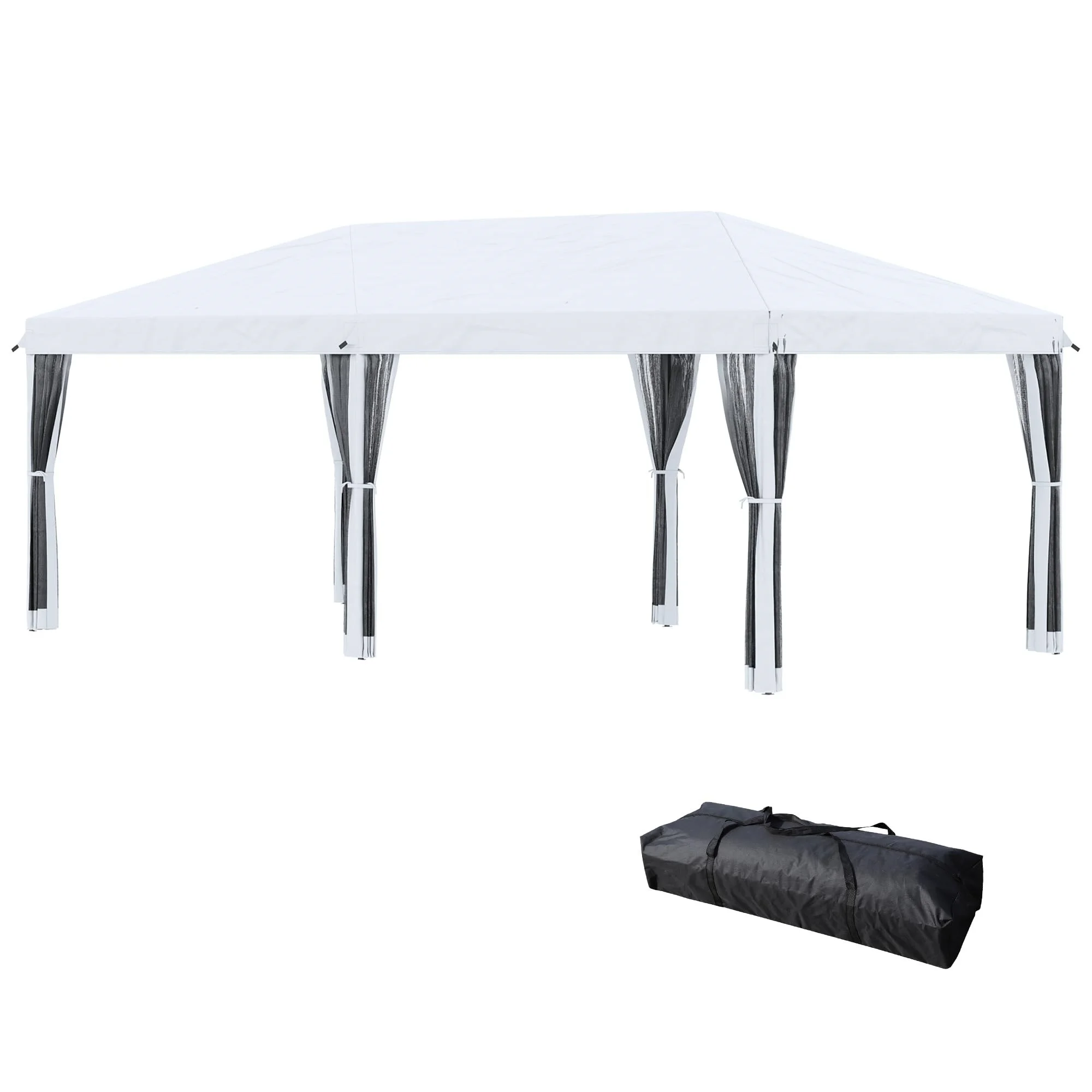 10' x 20' Pop Up Canopy Tent with Netting, Heavy Duty Large Party Tent, Instant Sun Shelter with Carry Bag for Backyard Garden Patio, Cream White