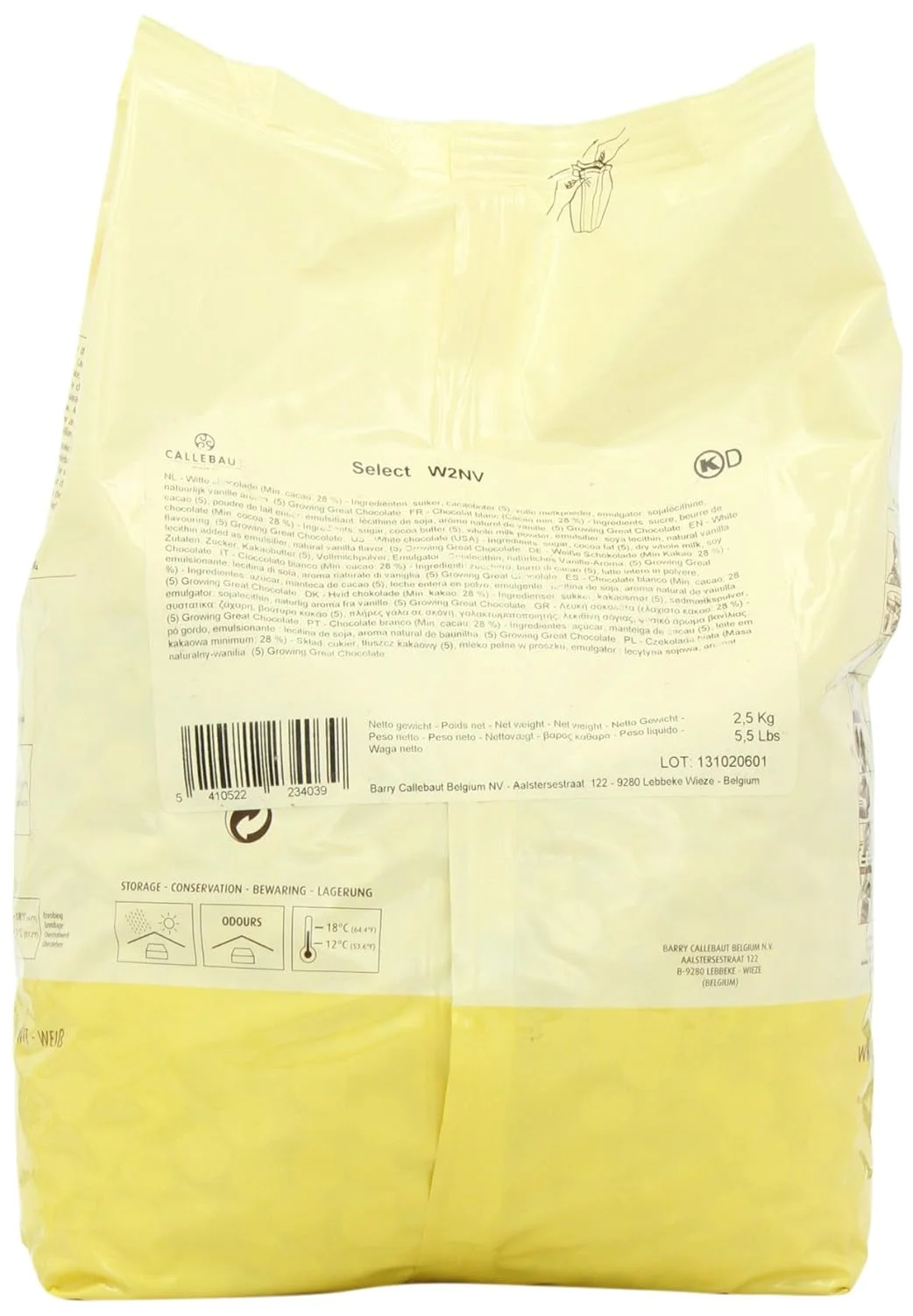 Belgian White Chocolate Baking Callets (Chips) - 1 bag, 5.5 lbs