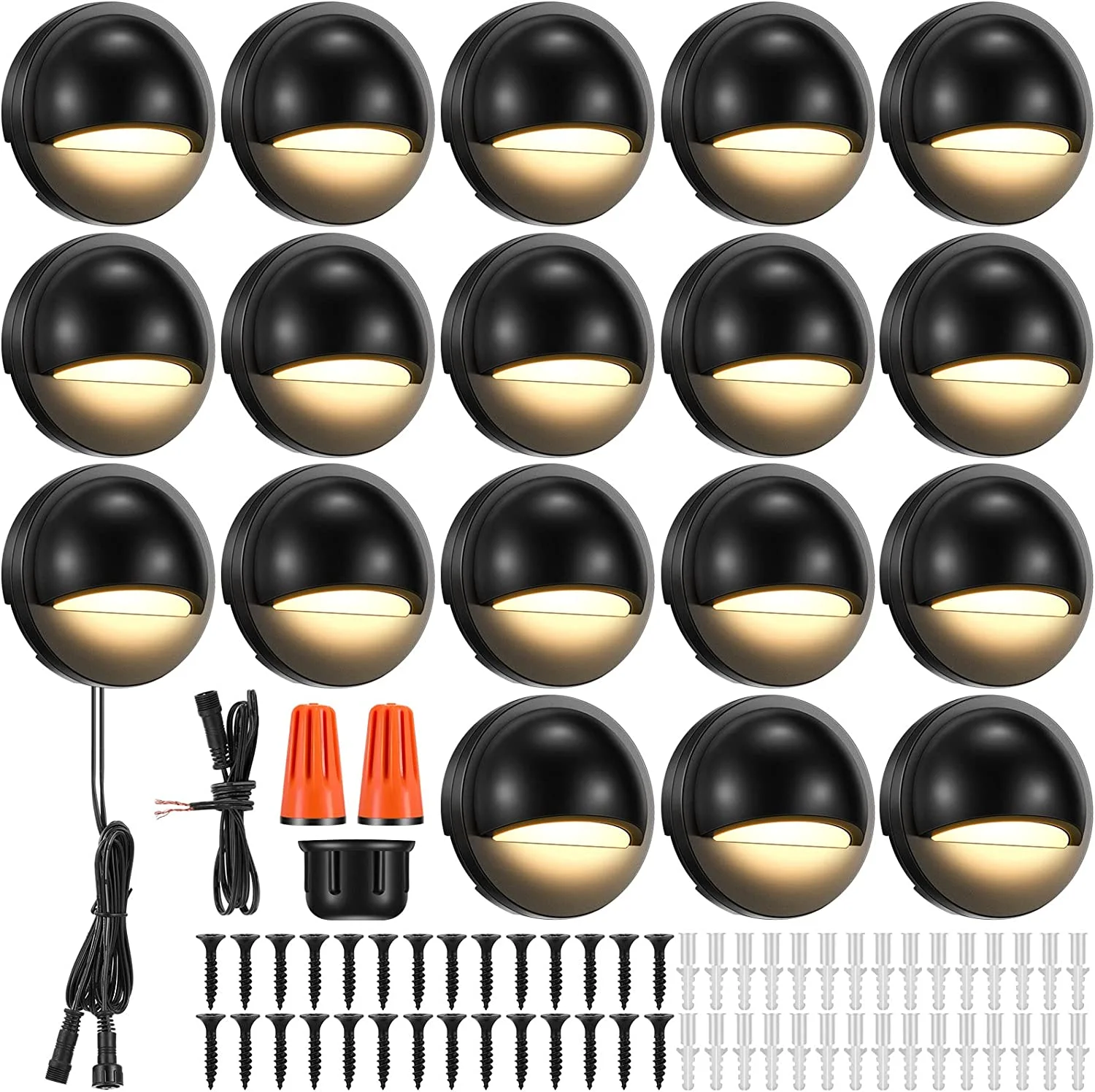 YANRUI Deck Light, 18 Pack Low Voltage LED Path Light, Outdoor Waterproof Garden Light for Yard Patio Pathway Decor, 2.5W, 2700K, 12-36V, Black