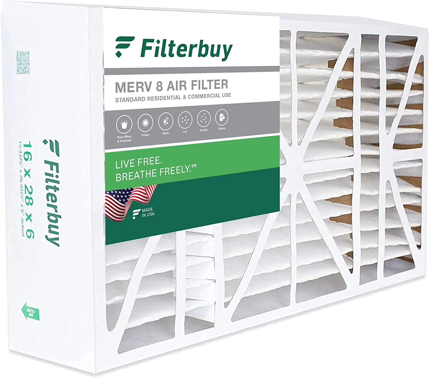 Filterbuy 16x28x6 MERV 8 Pleated HVAC AC Furnace Air Filters for Aprilaire Space-Gard 2400 (1-Pack)