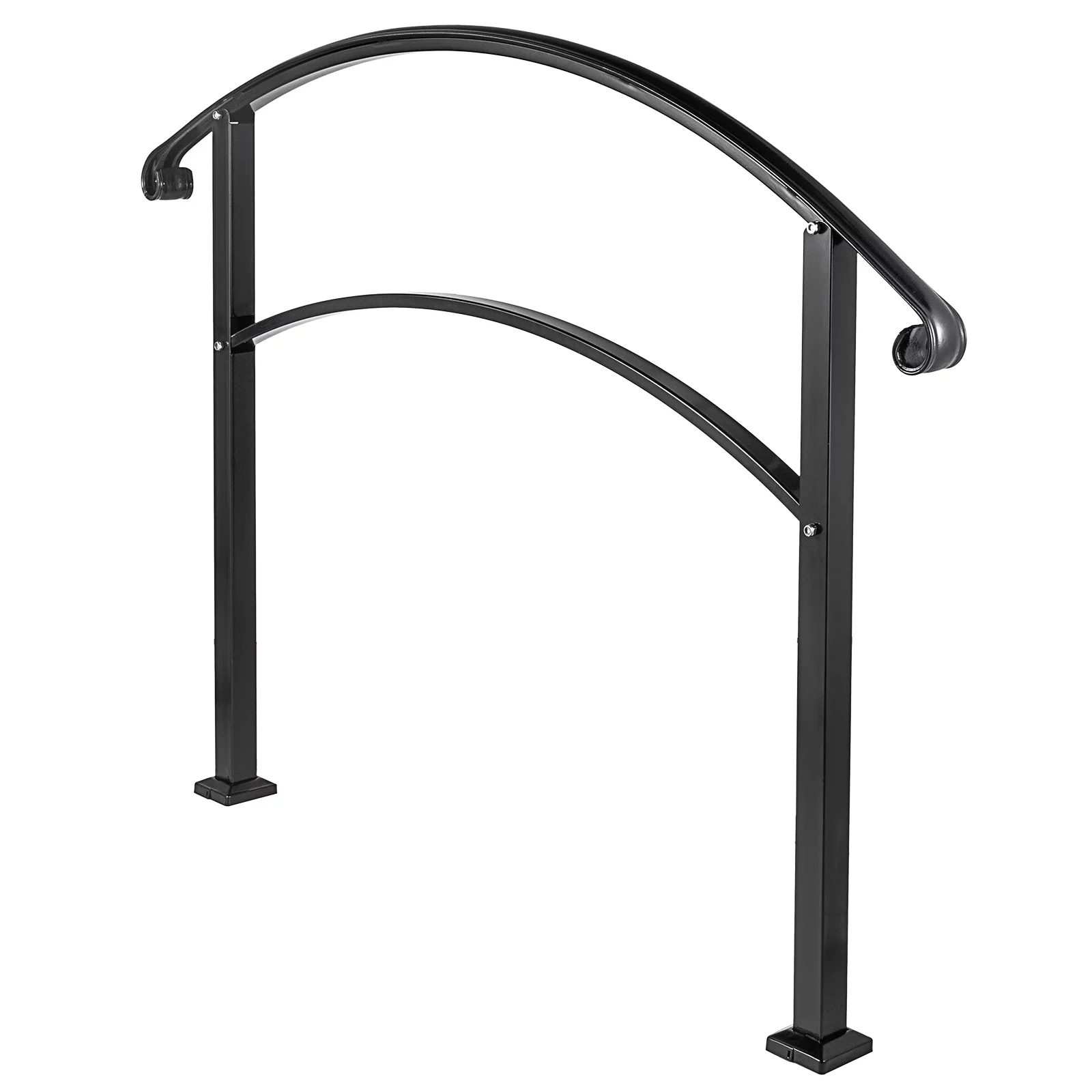 BENTISM 5FT Adjustable Wrought iron Transition Handrail Matte Black Fits 5 Steps