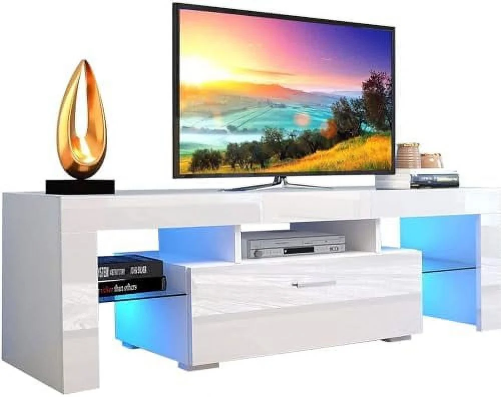 CHTYVC LED TV Stand for 60 inch TVs  High Gloss Entertainment Center with  Drawer  Media Console Table Television Stands Cabinet Desk