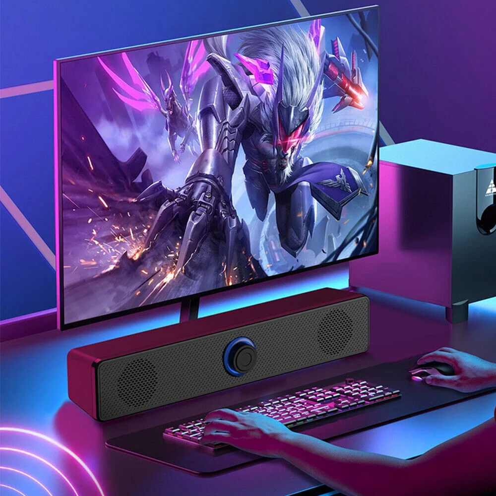 Onemayship Premium Sound Bar Black With Subwoofer 75W Home Theater TV Immersive 3D Audio System Wired Connection