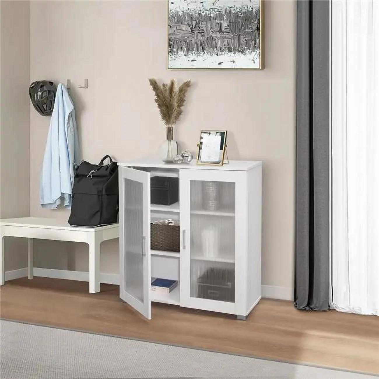 32 x 16 x 34 in. Curio Cabinet, White