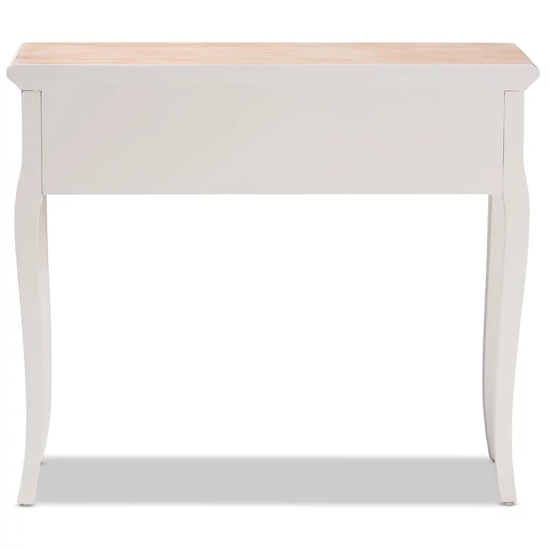 Bowery Hill Two Tone Oak and White Wood 2-Drawer Console Table