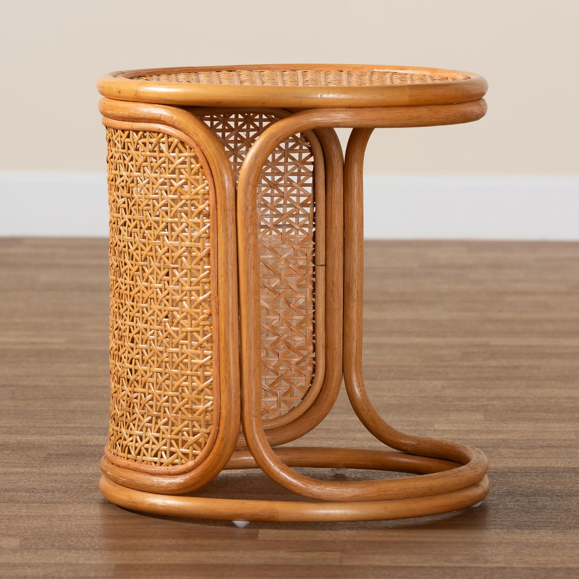bali & pari Eldon Boho End Table, Small, Light Honey