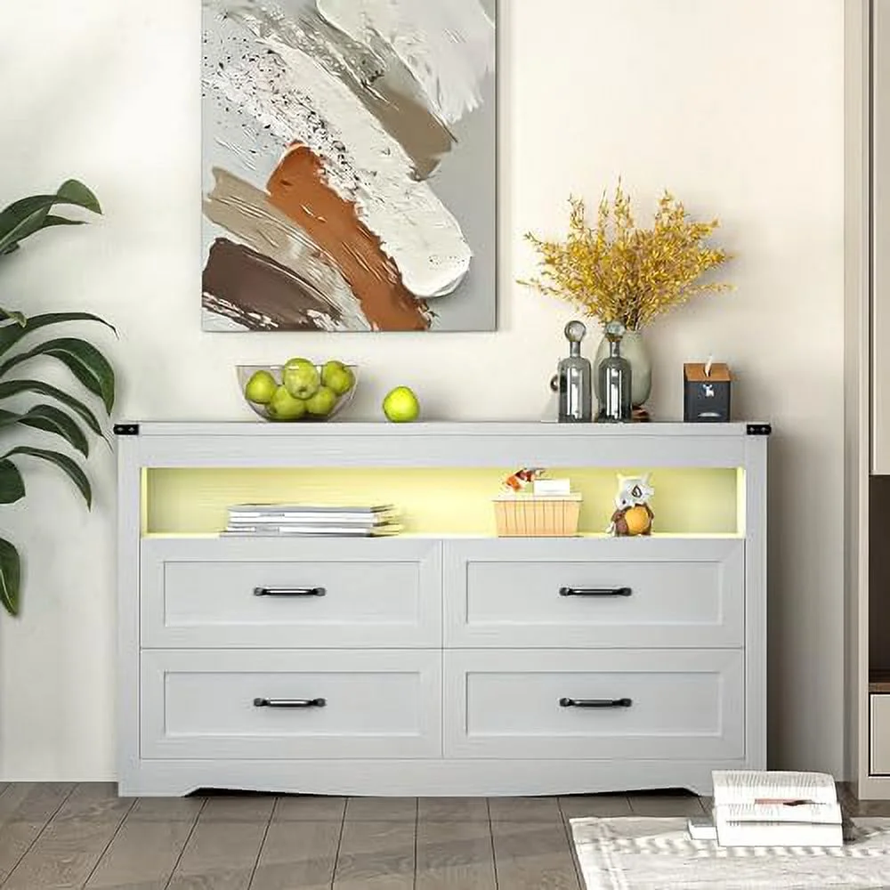 GVJMTKP Dresser for Bedroom 7 Drawer Dresser Chest of Drawer with Large  Modern Farmhouse Style Wood Dresser for Bedroom Hallway Entryway Closet.Black.