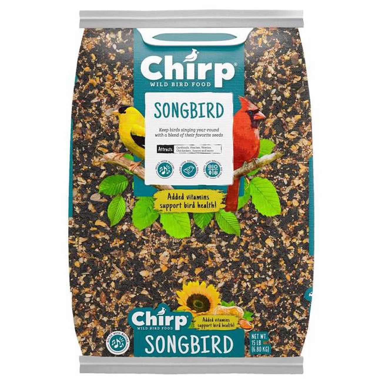 Chirp 9087762 15 lbs Songbird Wild Bird Black Oil Sunflower Wild Bird Food