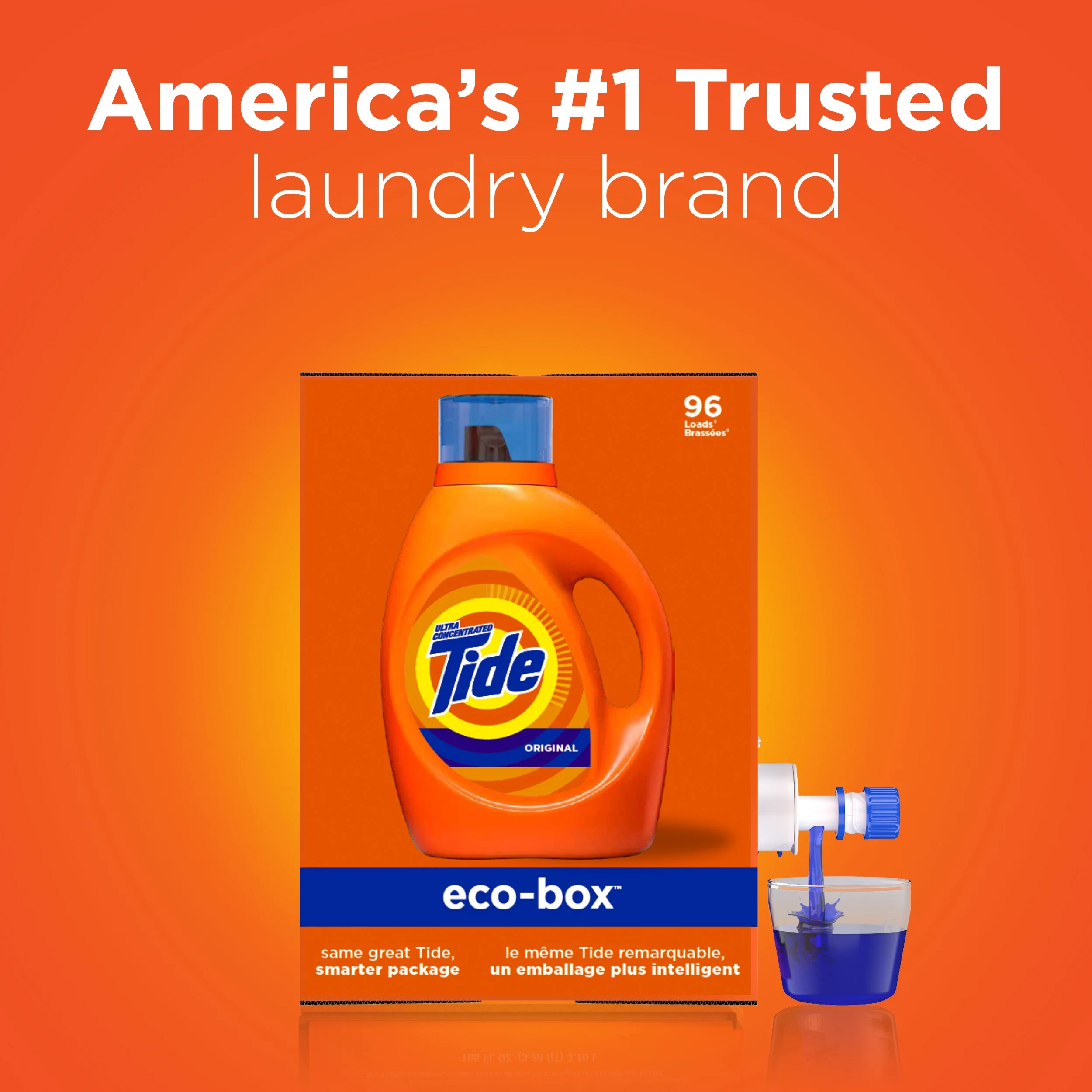 Tide Ecobox Original HE, 96 Loads Liquid Laundry Detergent, 105 Fl Oz