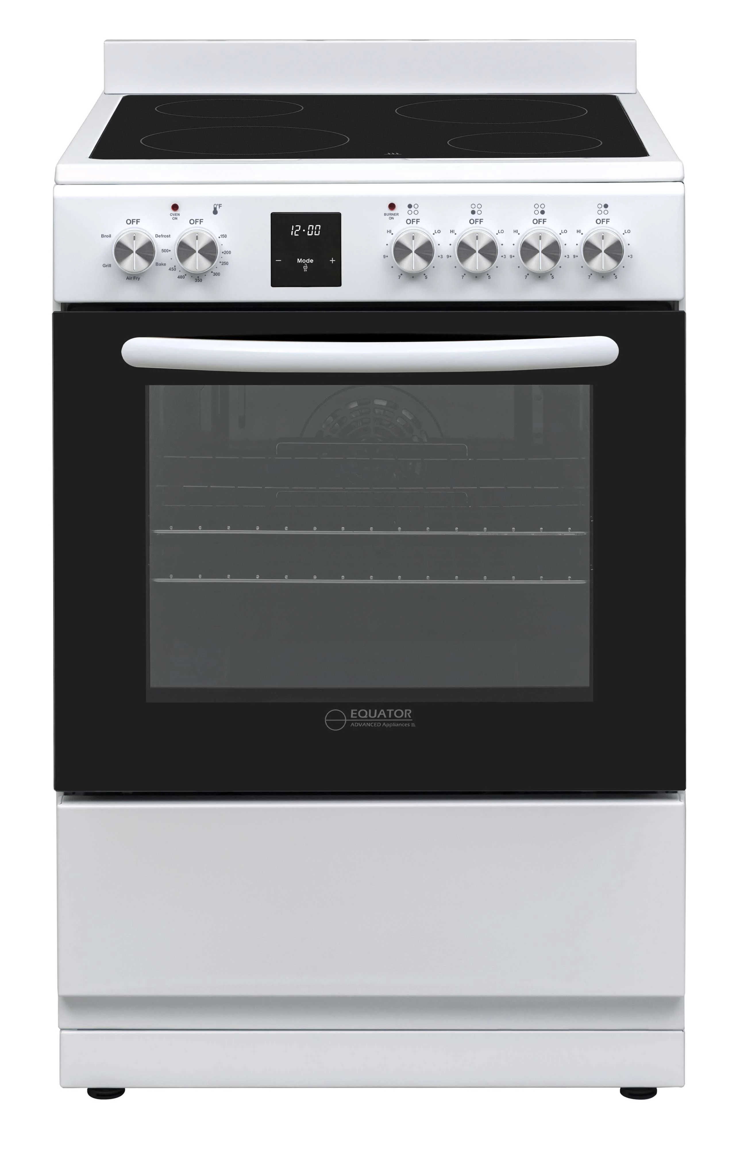 Equator 24” Freestanding Electric Cooking Range in Stainless with Convection Oven” White