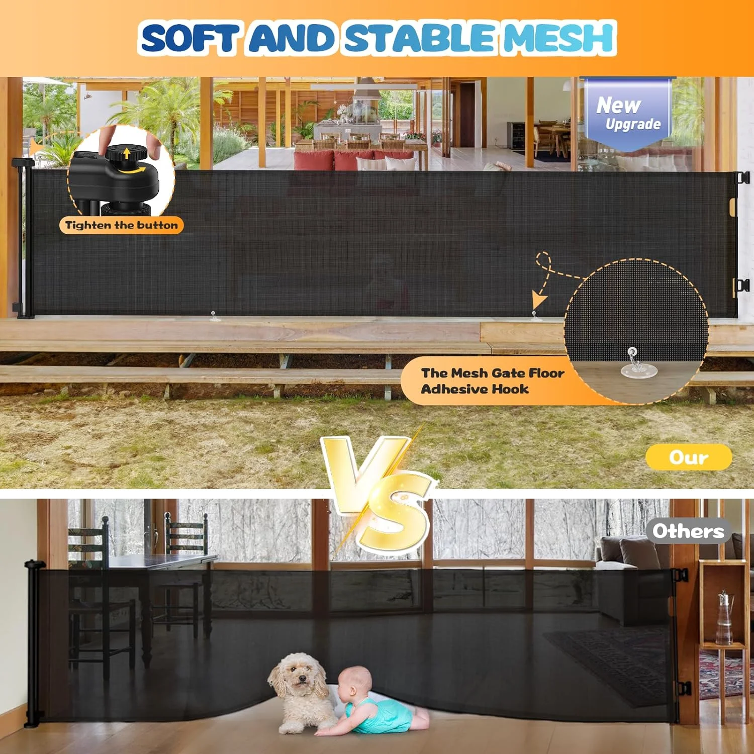 200 Inch Retractable Baby Gates Extra Wide, 35