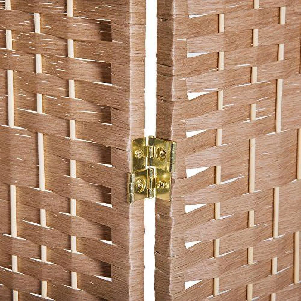 YPDCHB 6' Tall Wicker Weave 6 Panel Room Divider Privacy Screen - Brown
