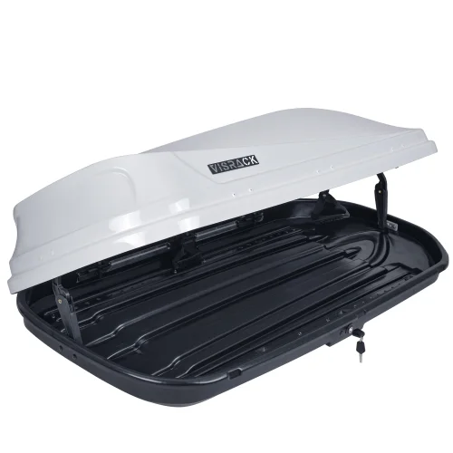 VISRACK Hard Shell Roof Cargo Carrier with Security Keys, Roof Box, Cargo Box, 62 (L) x 31 (W) x 15(H) Inches, 14 Cubic Feet (Tool-Free Install), WHITE
