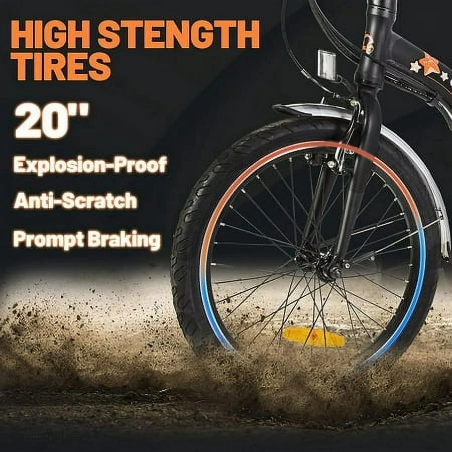 Ecotric E-Ride Electric Bike Trail Riding Ebike Girl Cruiser Foldable 20 inch Wheels 350W 36V Removable Battery 7 Speed City Commuter for Children A-E516646