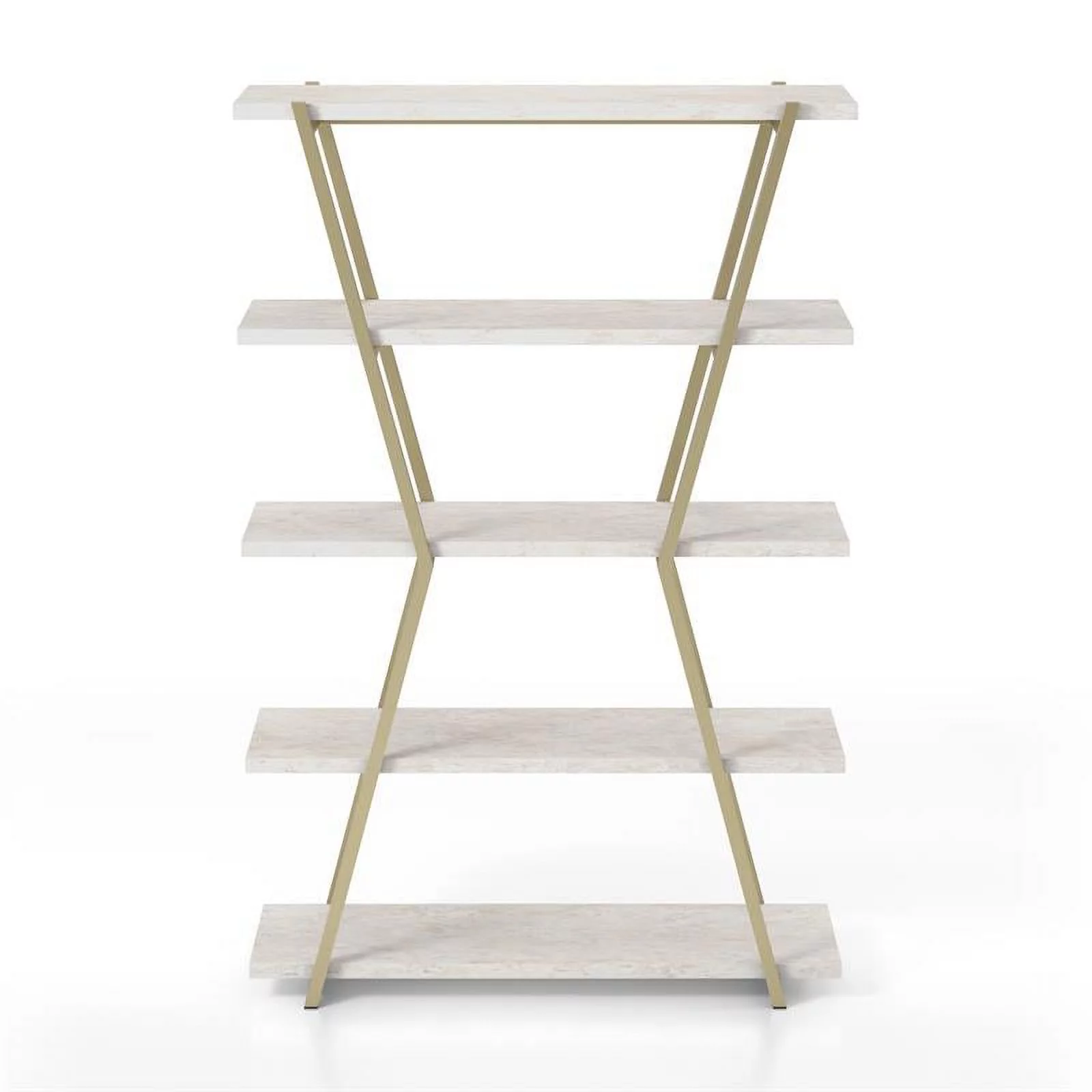 Bowery Hill Modern Metal 4-Shelf Bookcase in Gold Champagne Finish