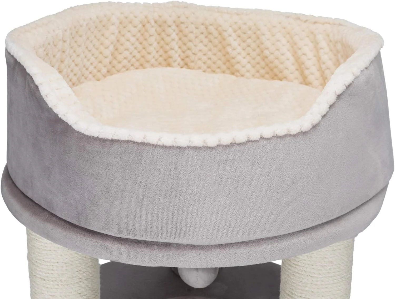 Lavinia 54-In Cat Tower, Jute Scratching Posts, Plush-Covered Cat Tree, Condo, Platforms, Dangling Cat Toy, Gray