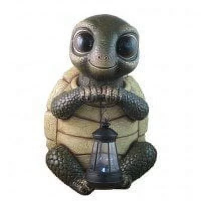 Zeckos Twilight Turtle Garden Statue and Solar LED Lantern