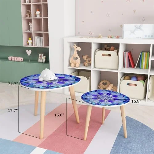 TJXFVNB Small Coffee Nesting   Glass Shards Yellow Light Triangle End  Center   Modern   Room Bedroom Balcony