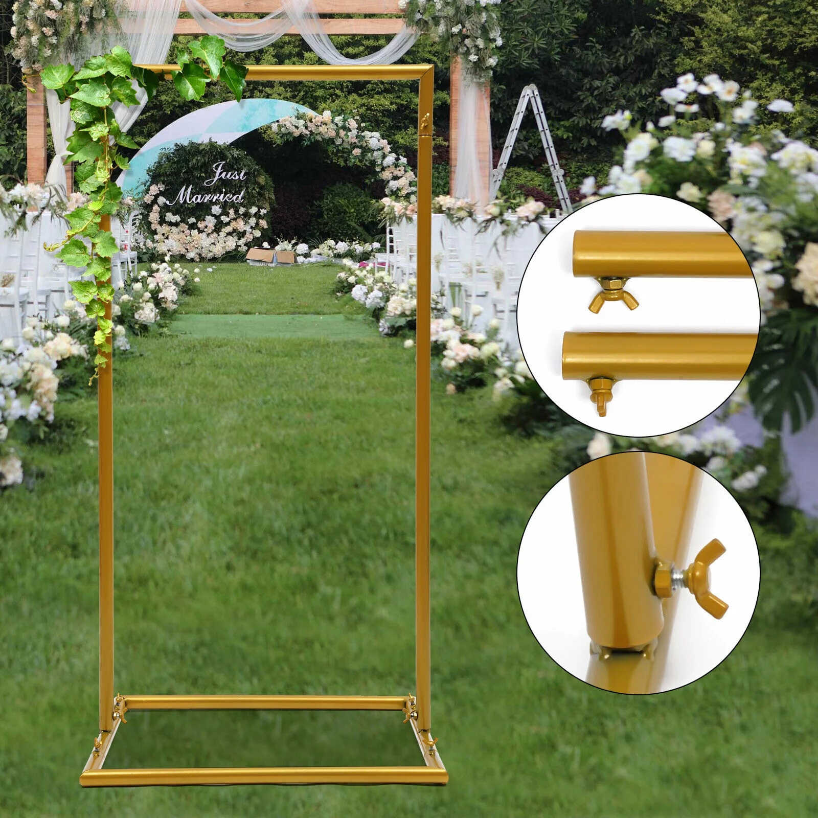 Wedding Arch, 1M Metal Square Stand Garden Party Flower Balloon Display Rack Events Backdrop Decoration